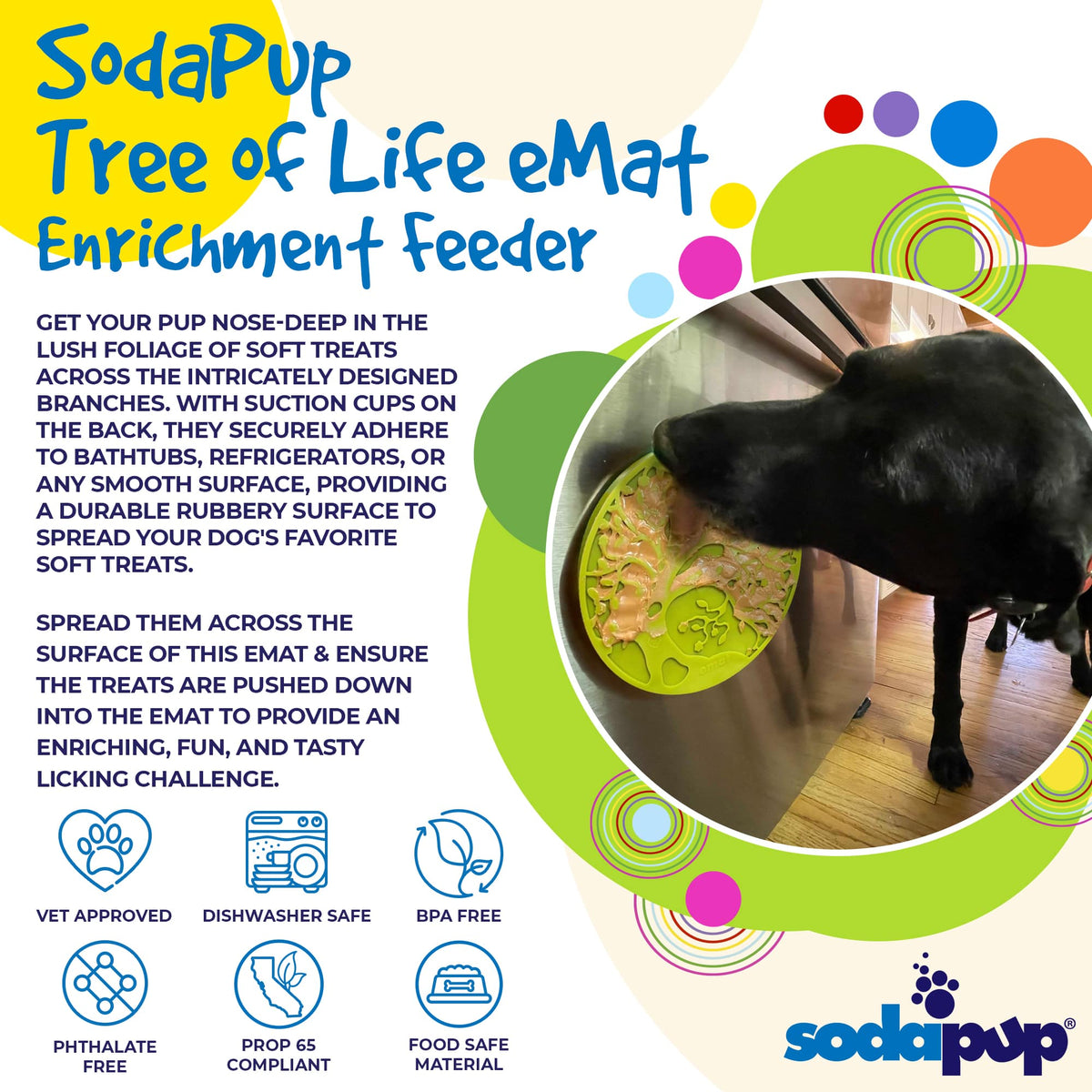 Tree of Life eMat - Enrichment Lick Mat for Dogs - With Suction Cups | Tree Design | USA Made