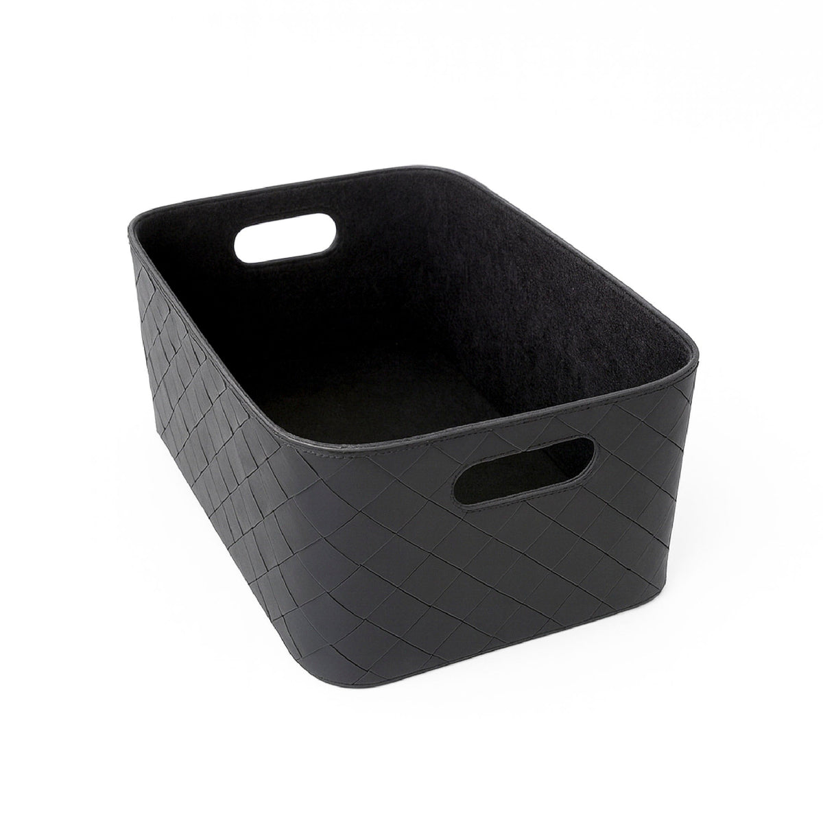 Leather Woven Storage Bin for Dog Toys (Black)
