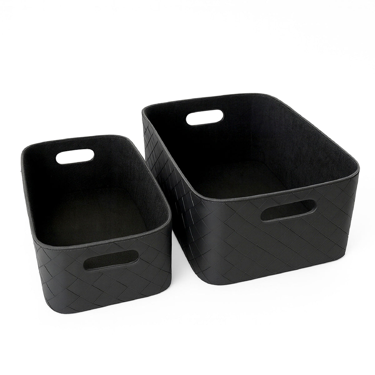 Leather Woven Storage Bin for Dog Toys (Black)