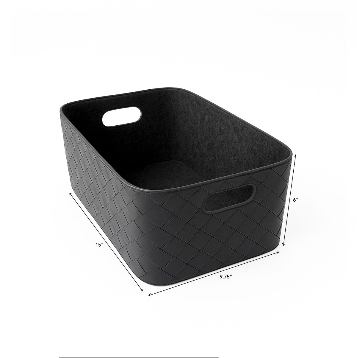 Leather Woven Storage Bin for Dog Toys (Black)